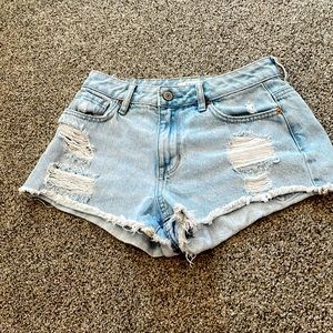 Ripped jean shorts size 24(High Rise Festival style) Brand-Pacsun- barley worn.
